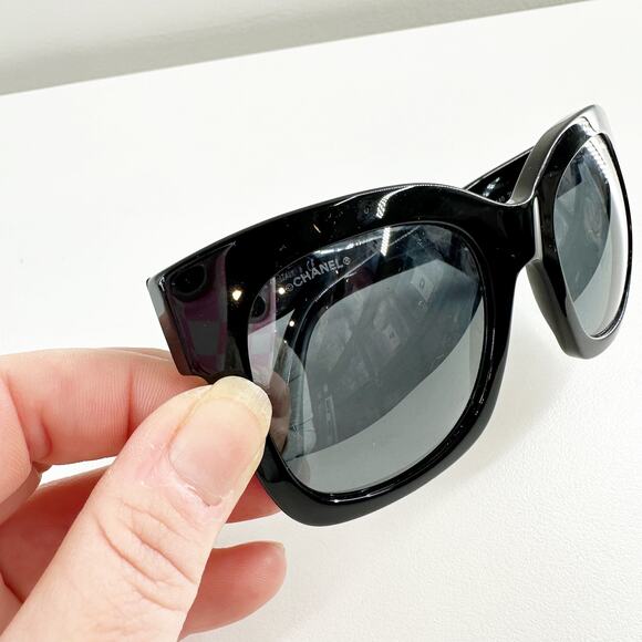 Chanel 5357 Square Oversized CC Designer Sunglasses Black - Picture 10 of 14